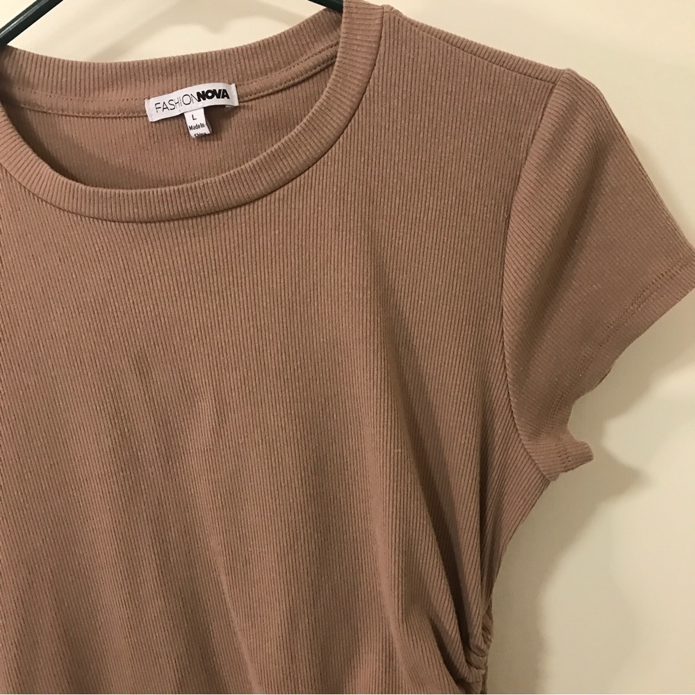 3/$15 Fashion Nova beige ribbed bodycon cutout mini dress - Picture 4 of 10